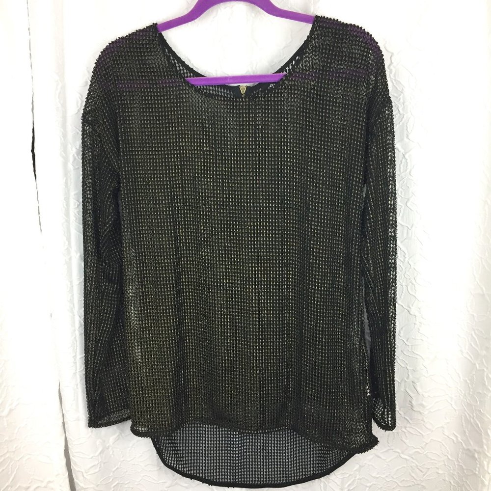 Sheer Gold and Black Net Top with Matching Camisol